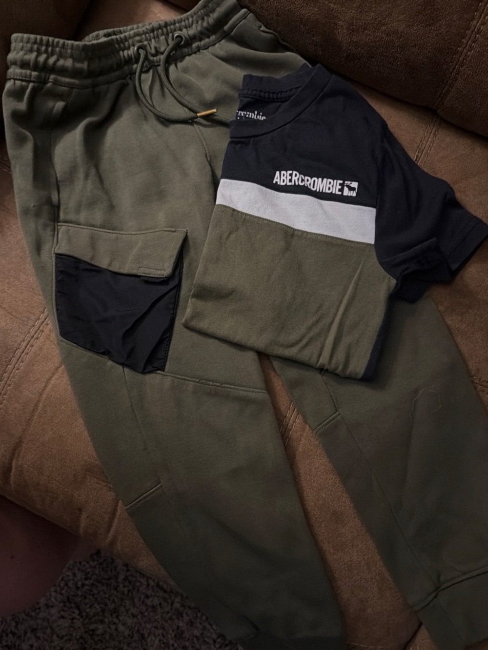 Abercrombie & Fitch Olive and Black Cargo Joggers